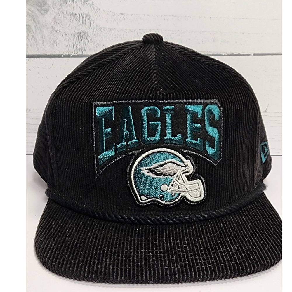 New Era Philadelphia Eagles Snapback Hat Black‎ Corduroy NFL Retro Helmet Cap
